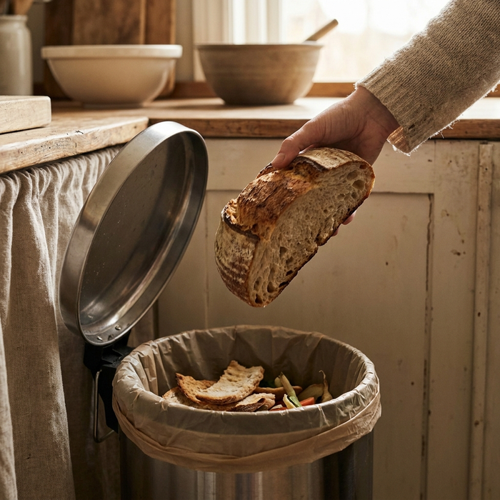 Brød ryger i skraldespanden